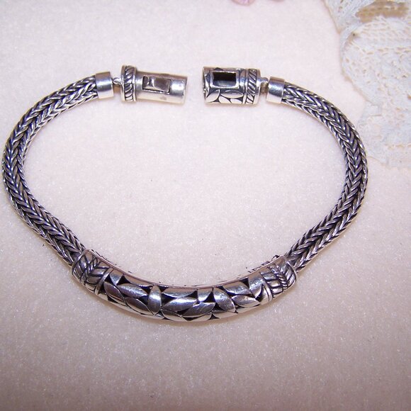 ATI ID Sterling Silver 5mm Wheat Chain Bracelet - 7" to 7.25" | Cut Leaf Front - Picture 8 of 12
